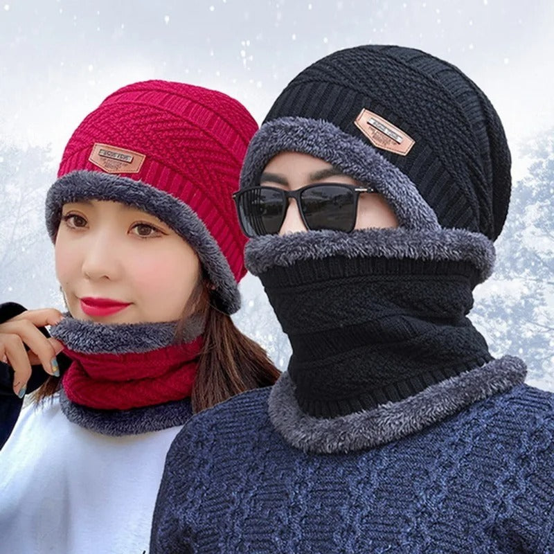 2-in-1 Winter Knit Beanie & Neck Warmer Set